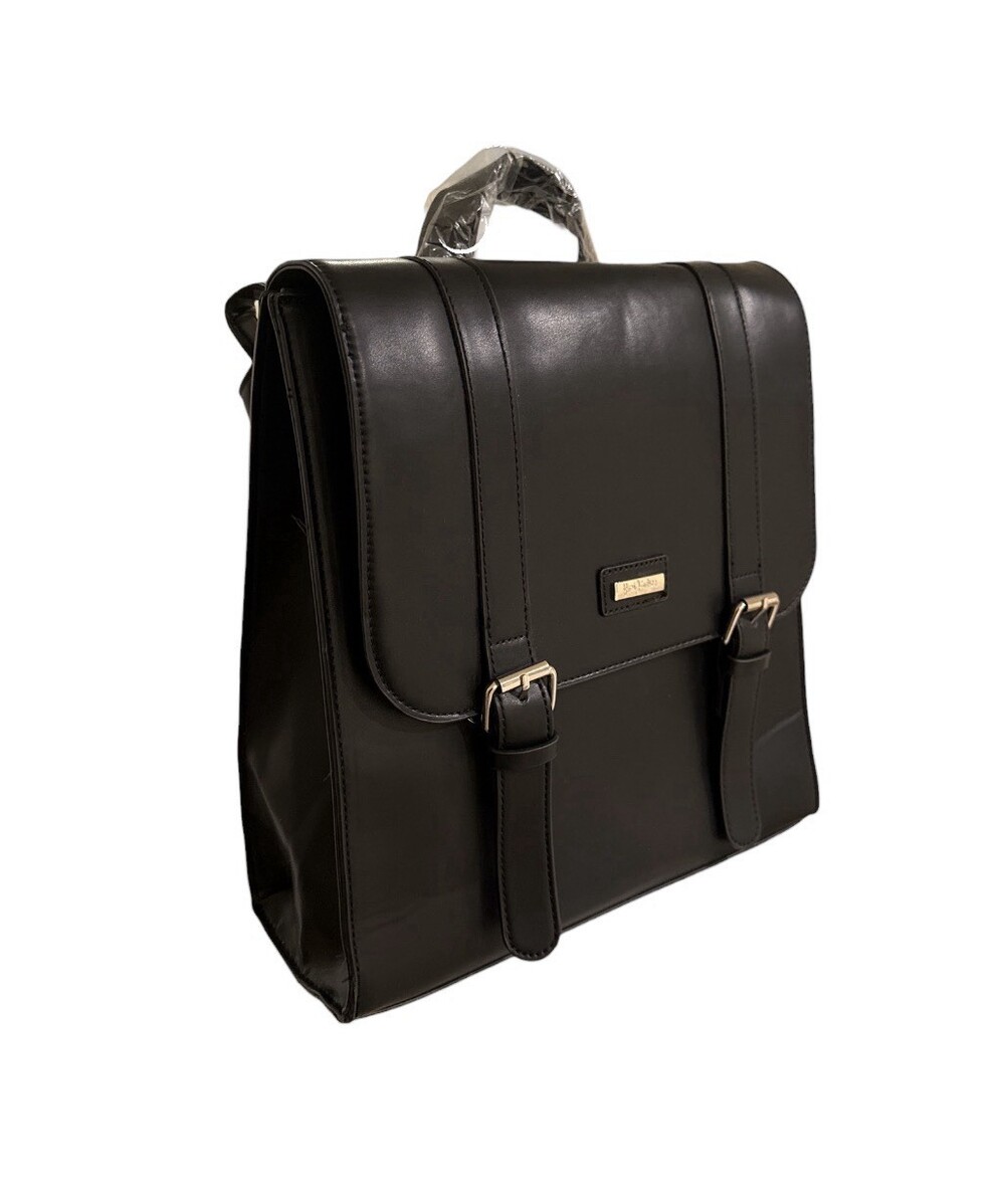 Yami J'adore Black Satchel Top Handle Bag Buckle Accent Gold Hardware